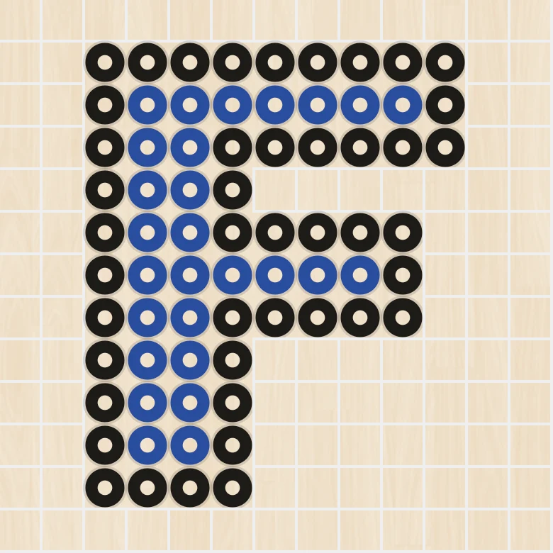 アイロンビーズ 図案 アルファベット・数字 F