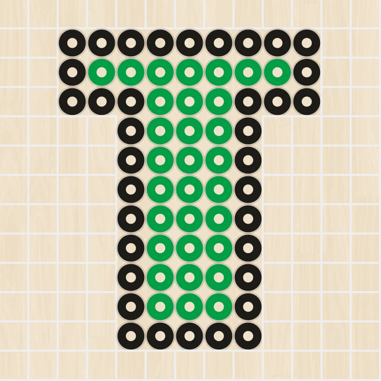 アイロンビーズ 図案 アルファベット・数字 T