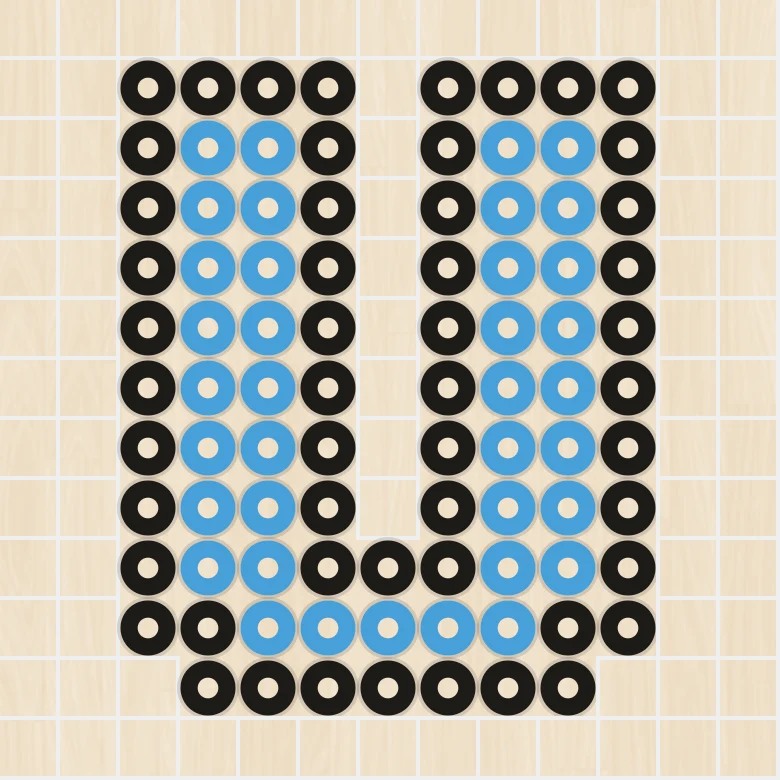 アイロンビーズ 図案 アルファベット・数字 U