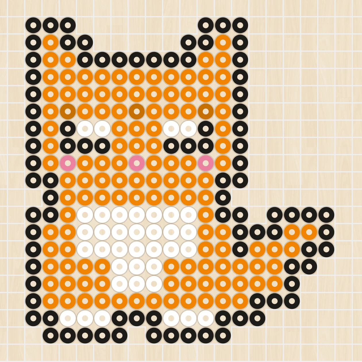 アイロンビーズ 図案 生き物 ねこ（おすわり）