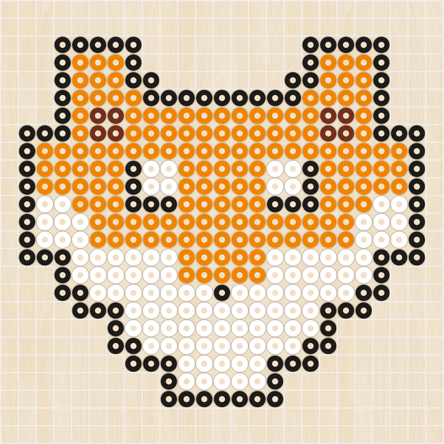アイロンビーズ 図案 生き物 きつね