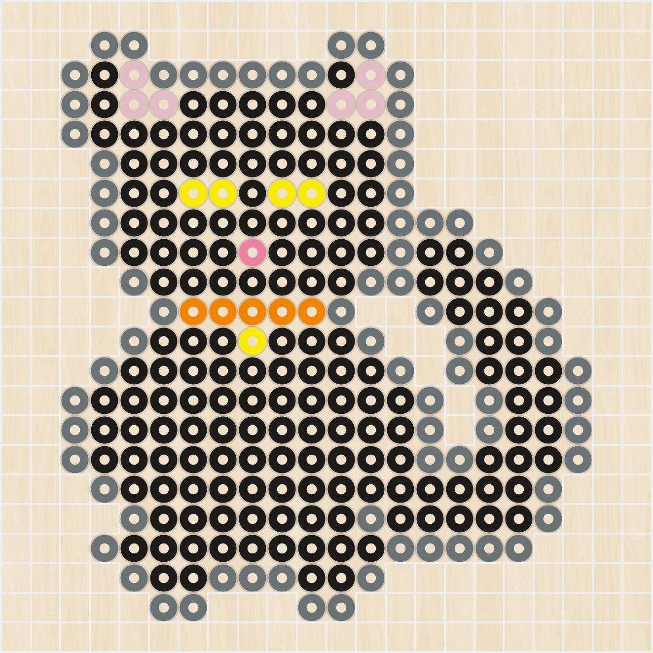 アイロンビーズ 図案 ハロウィン 黒猫