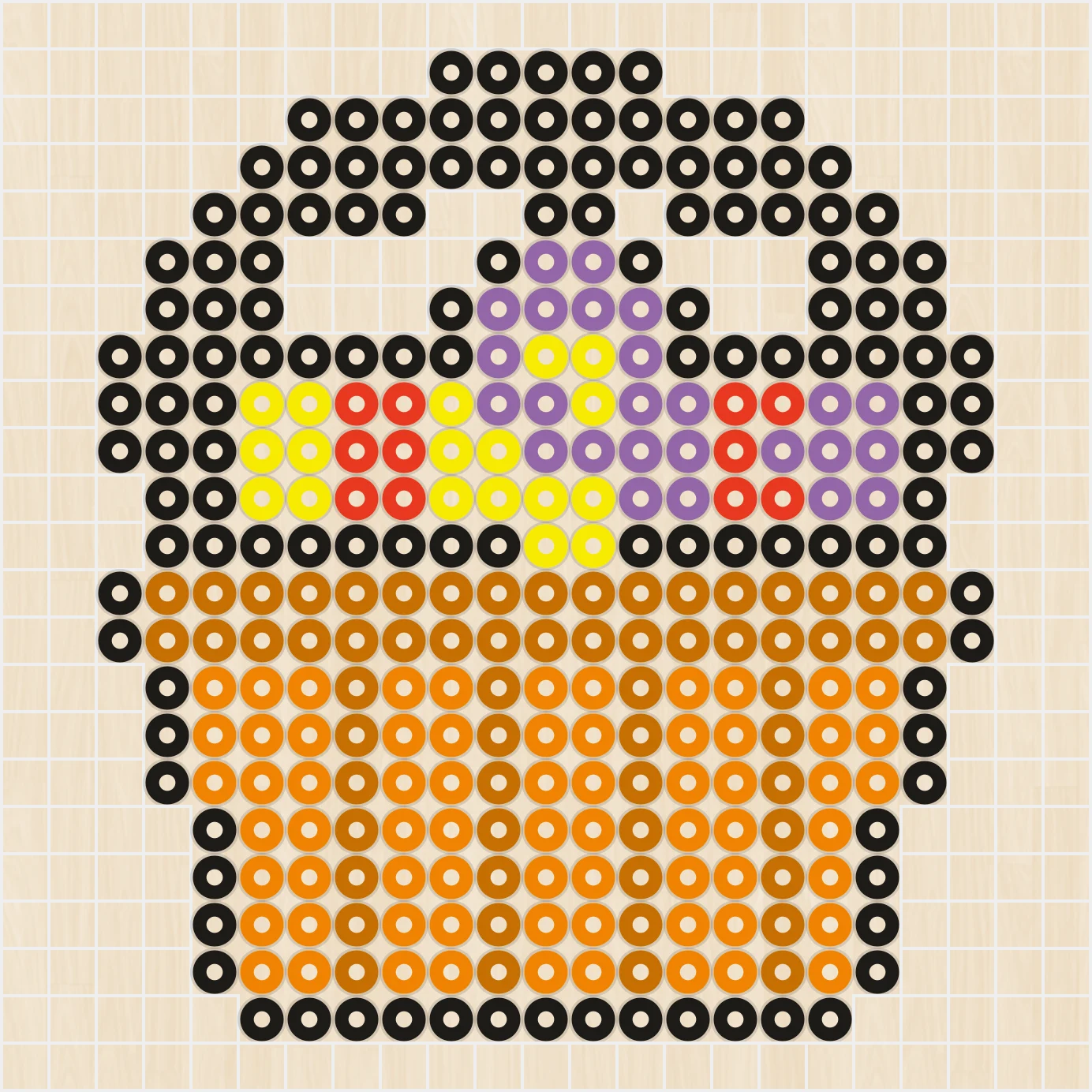 アイロンビーズ 図案 ハロウィン お菓子のかご