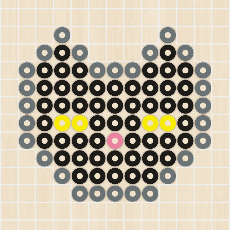 アイロンビーズ 図案 ハロウィン ミニ黒猫