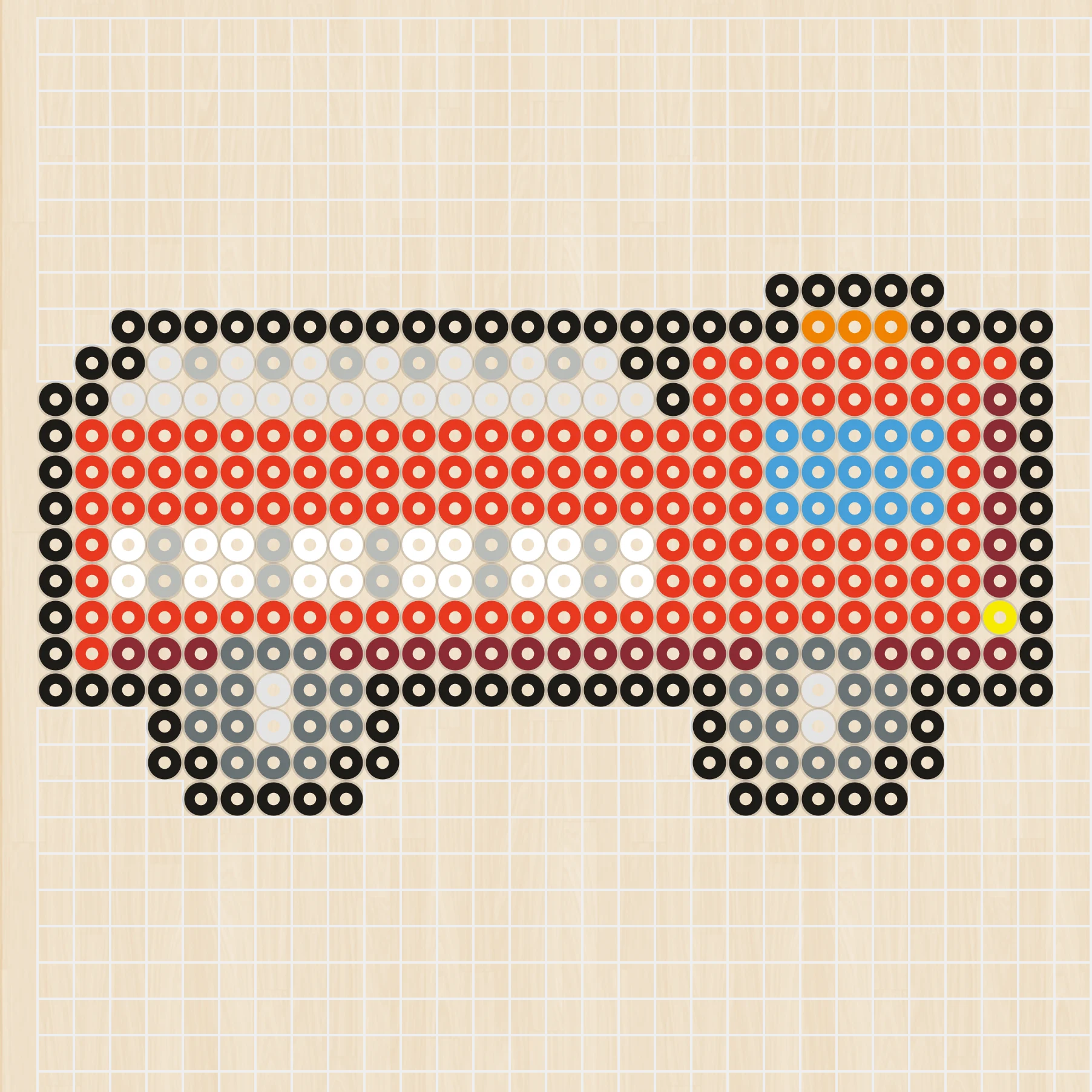 アイロンビーズ 図案 乗り物 消防車