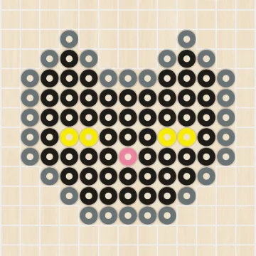 アイロンビーズ 図案 ハロウィン ミニ黒猫