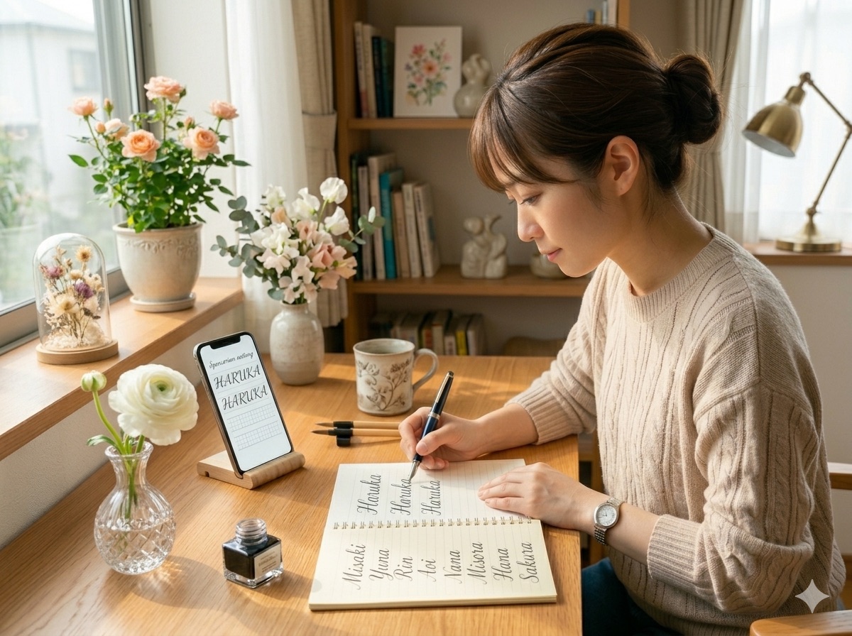 筆記体で自分の名前を書くイメージ