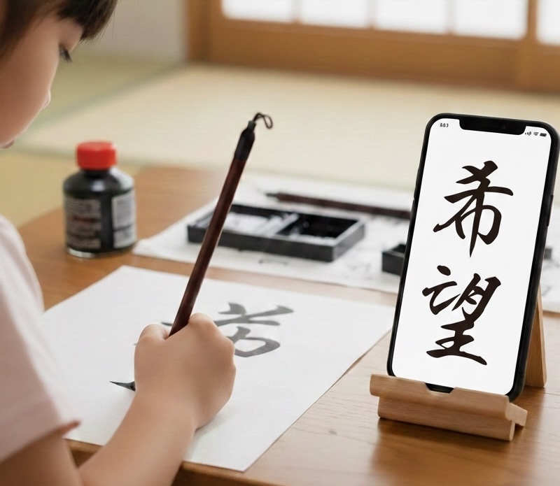 習字の練習をする子供のイメージ