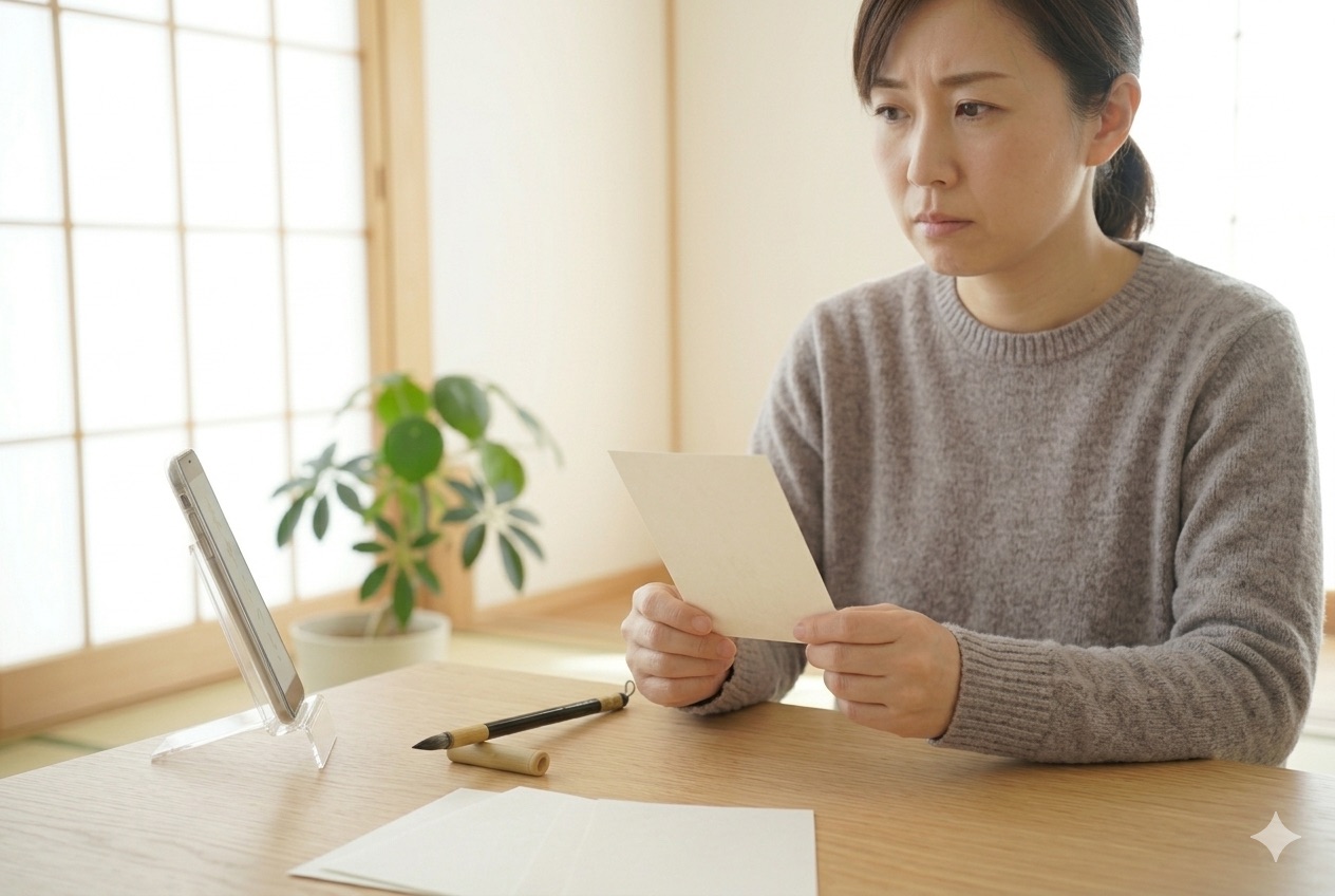 喪中はがきの書き方に迷うイメージ