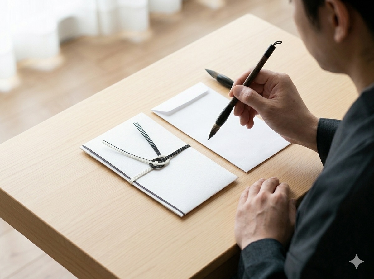 御布施の封筒の書き方に迷うイメージ
